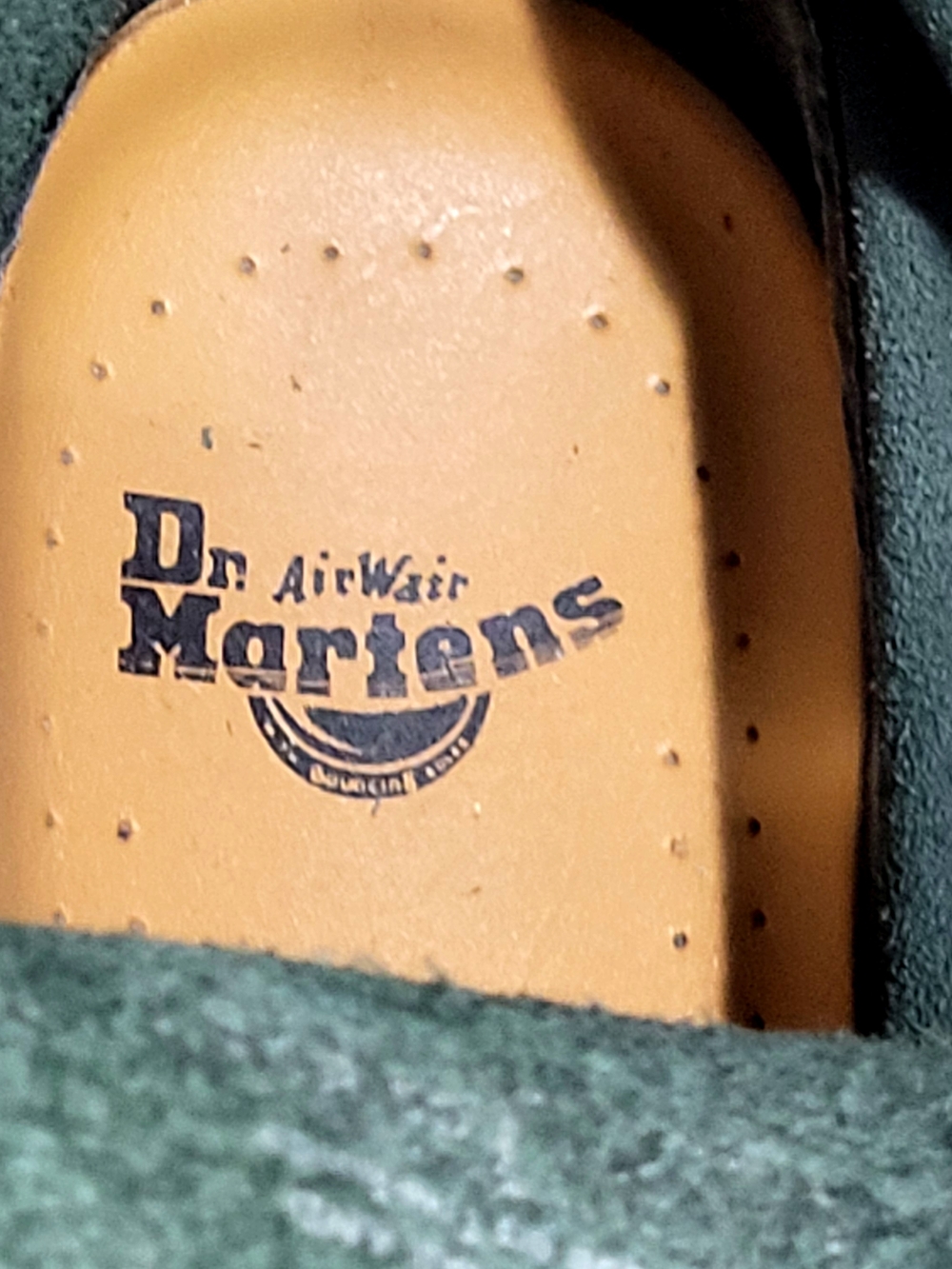 Dr. Martens 1460 Dark Green Lace Up Combat Boots Yellow Stitching Size 8 Exc Con - Picture 11 of 16